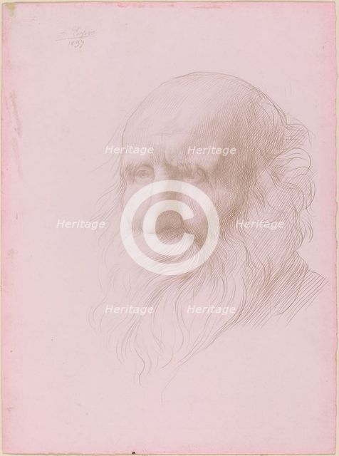 Head of an Old Man, 1897. Creator: Alphonse Legros.