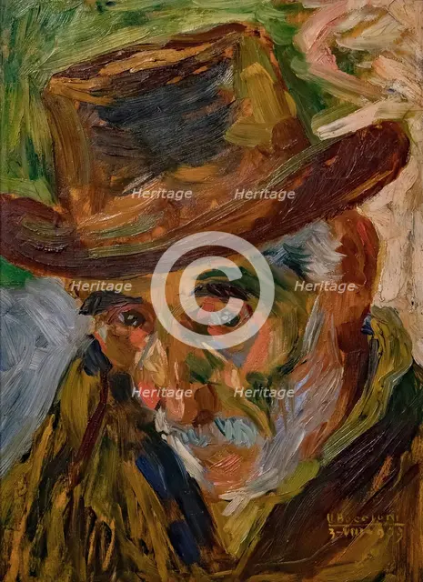 Head of an old Man , 1909. Creator: Boccioni; Umberto (1882-1916).