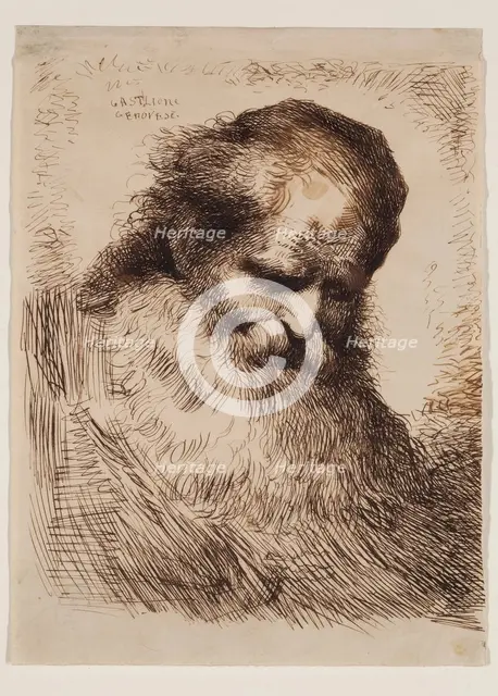 Head of an Old Man, mid-17th century. Creator: Giovanni Benedetto Castiglione.