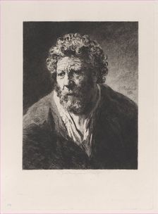 Head of an Old Man, after Rembrandt, 1877. Creator: Jules-Ferdinand Jacquemart