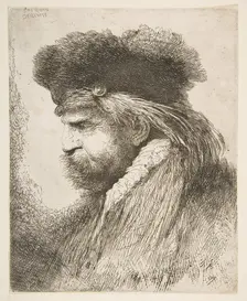 Head of an old man facing left, from the series of Large Oriental Heads ca. 1645-50. Creator: Giovanni Benedetto Castiglione