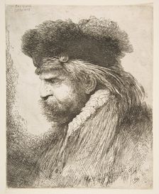 Head of an old man facing left, from the series of Large Oriental Heads ca. 1645-50. Creator: Giovanni Benedetto Castiglione