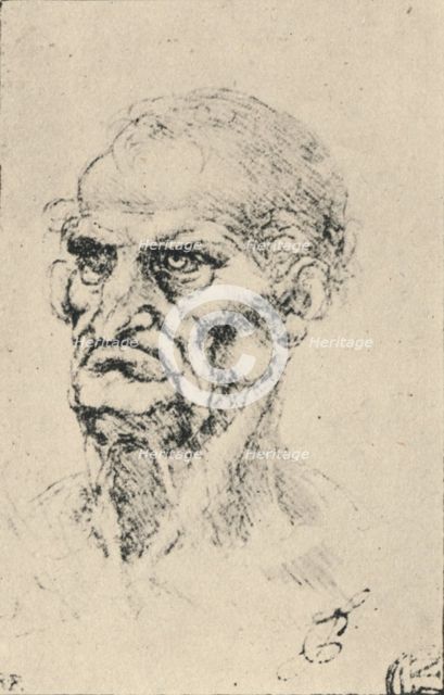 'Head of an Old Man Three-Quarters to the Left', c1480 (1945). Artist: Leonardo da Vinci.