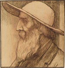 Head of an Old Man with a Wide-Brimmed Hat. Creator: Alphonse Legros