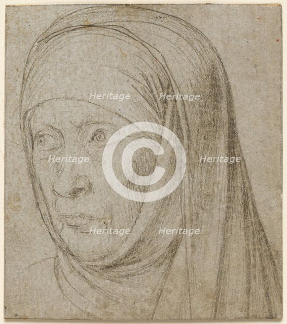 Head of an Old Woman, c. 1500. Creator: Hans Holbein (German, c. 1465-1524).
