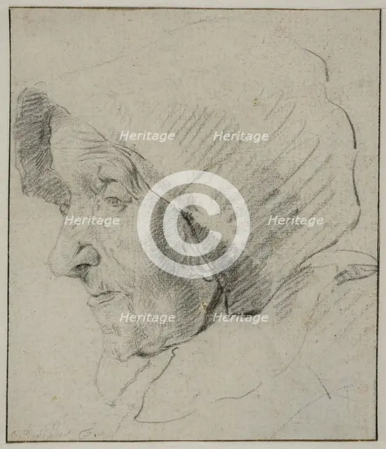 Head of an Old Woman in a Hood. Creator: Cornelis de Visscher.
