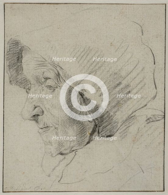 Head of an Old Woman in a Hood. Creator: Cornelis de Visscher.