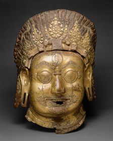 Head of Bhairava, A Horrific Form of God Shiva, Malla period, 16th/17th century. Creator: Unknown