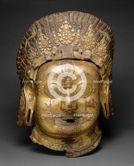 Head of Bhairava, A Horrific Form of God Shiva, Malla period, 16th/17th century. Creator: Unknown.
