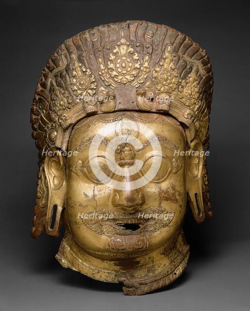 Head of Bhairava, A Horrific Form of God Shiva, Malla period, 16th/17th century. Creator: Unknown.