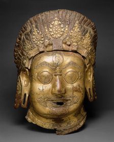 Head of Bhairava, A Horrific Form of God Shiva, Malla period, 16th/17th century. Creator: Unknown