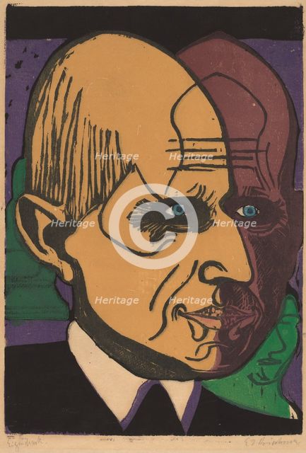 Head of Dr. Bauer, 1933. Creator: Ernst Kirchner.