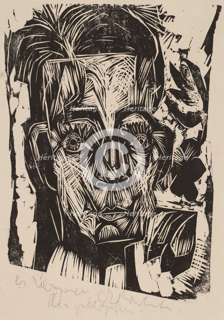Head of Dr. Robert Binswanger (the Student), 1917-1918. Creator: Ernst Kirchner.