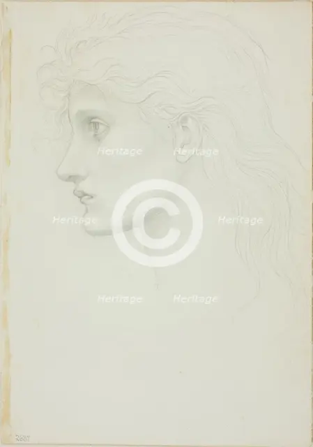 Head of Girl Facing Left, c. 1873-77. Creator: Sir Edward Coley Burne-Jones.