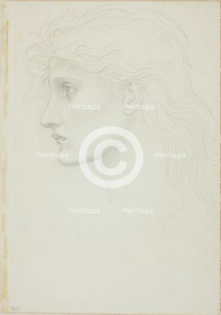 Head of Girl Facing Left, c. 1873-77. Creator: Sir Edward Coley Burne-Jones.