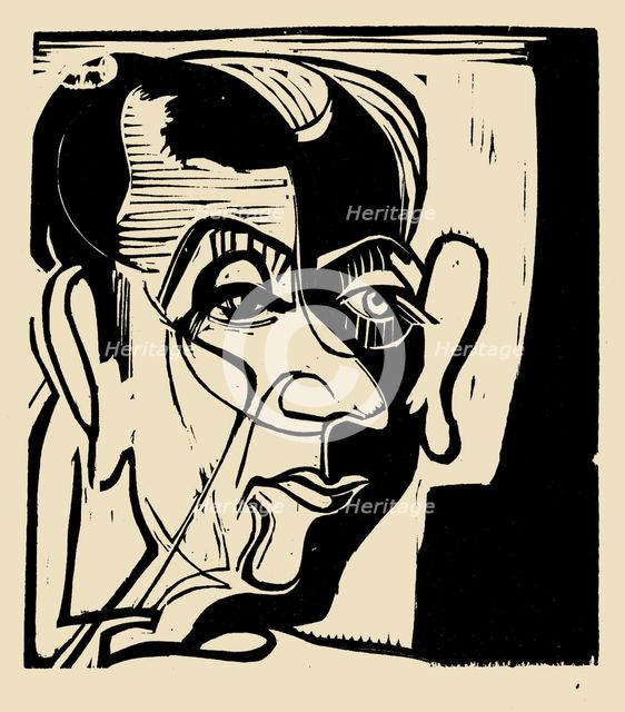 Head of Hans Arp, 1929. Creator: Kirchner, Ernst Ludwig (1880-1938).