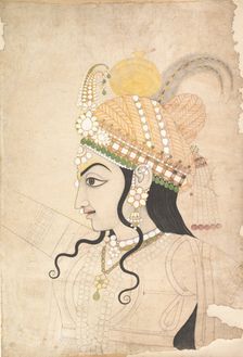 Head of Krishna: cartoon for a mural of the Raslila , ca. 1800. Creator: Sahib Ram