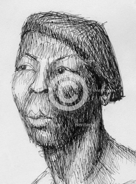 Head of man wearing beret, c1950.  Creator: Shirley Markham.