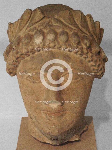 Head of Male Votary with Wreath, about 500-480 BC. Creator: Unknown.