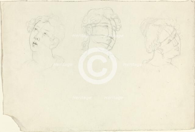 Head of Mary Magdalen and Two Saints (?). Creator: John Flaxman.