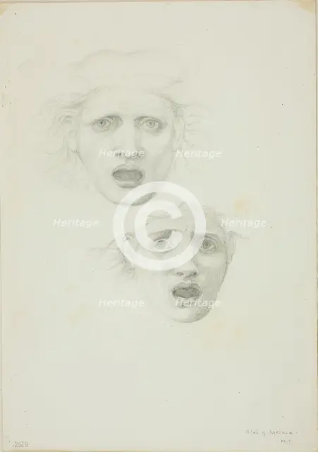 Head of Medusa, two studies for Rondanini Medusa, c. 1873-77. Creator: Sir Edward Coley Burne-Jones.
