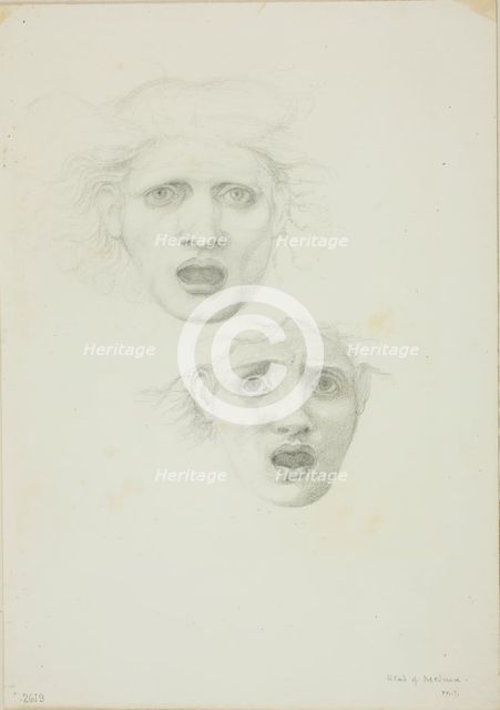 Head of Medusa, two studies for Rondanini Medusa, c. 1873-77. Creator: Sir Edward Coley Burne-Jones.