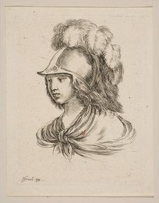 Head of Minerva, from Various heads and figures (Diverses tétes et figures), 1650. Creator: Stefano della Bella