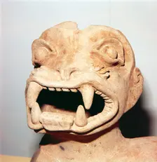 Head of Monster on Pot, from Ecuador, Pre Columbian