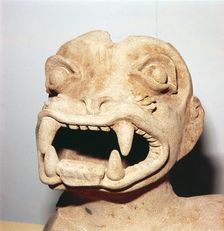 Head of Monster on Pot, from Ecuador, Pre Columbian