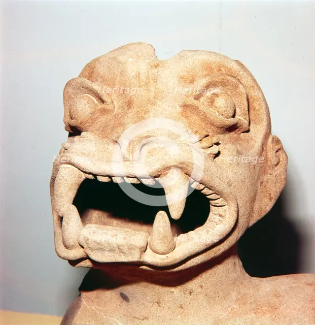 Head of Monster on Pot, from Ecuador, Pre Columbian. Artist: Unknown.