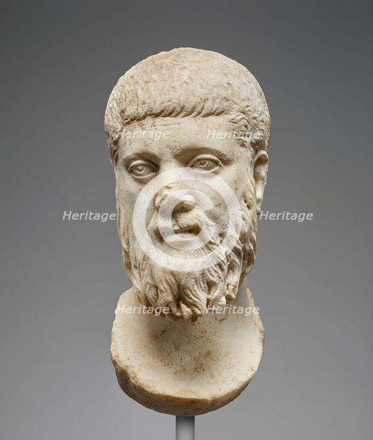 Head of Plato (worked for insertion into a statue), mid-3rd century A.D. Creator: Unknown.