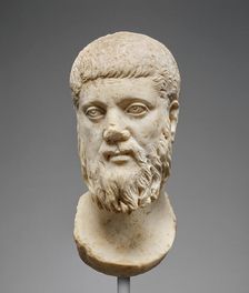 Head of Plato (worked for insertion into a statue), mid-3rd century A.D. Creator: Unknown