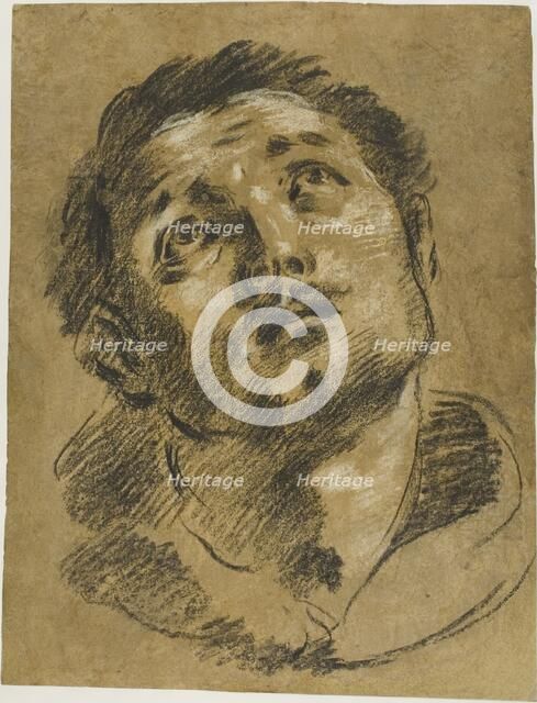 Head of Saint Stephen: Study for the Martyrdom of Saint Stephen, 1627/30. Creator: Jacopo Cavedone.