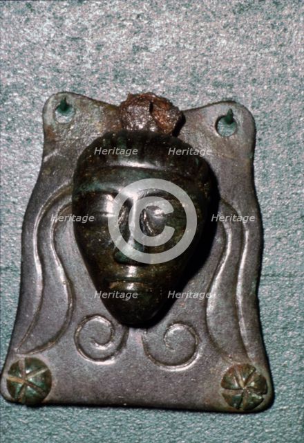 Head on Celtic Bronze Mount from Manching, Celtic Oppidium, 1st century BC. Artist: Unknown.