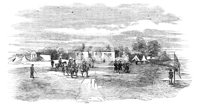 Head-Quarters of Lord Raglan, near Balaclava - from a sketch by Lieutenant Montagu O'Reilly, 1854. Creator: Unknown.