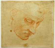Head Study to the Sistine Chapel ceiling, ca 1509-1510. Artist: Buonarroti, Michelangelo (1475-1564)
