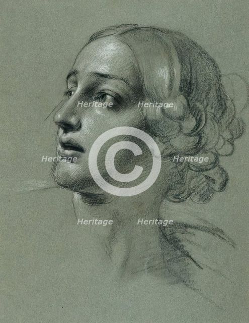 Head study for "Arindal and Daura", around 1820/1855. Creator: Johann Peter Krafft.