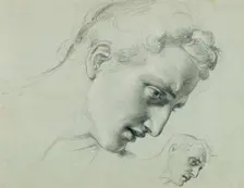 Head study for "Arindal and Daura", around 1820/1855. Creator: Johann Peter Krafft