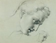 Head study for "Arindal and Daura", around 1820/1855. Creator: Johann Peter Krafft