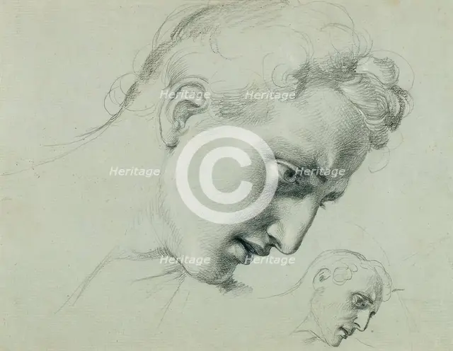 Head study for "Arindal and Daura", around 1820/1855. Creator: Johann Peter Krafft.