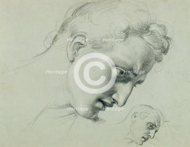 Head study for "Arindal and Daura", around 1820/1855. Creator: Johann Peter Krafft.