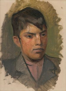 Head Study of a Boy in a Pink Shirt, 1880-1900. Creator: Ladislav Mednyanszky