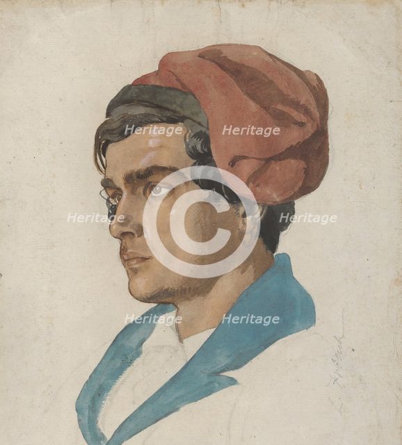 Head Study of a Fisherman from Capri, ca. 1849. Creator: Lorenz Frølich.