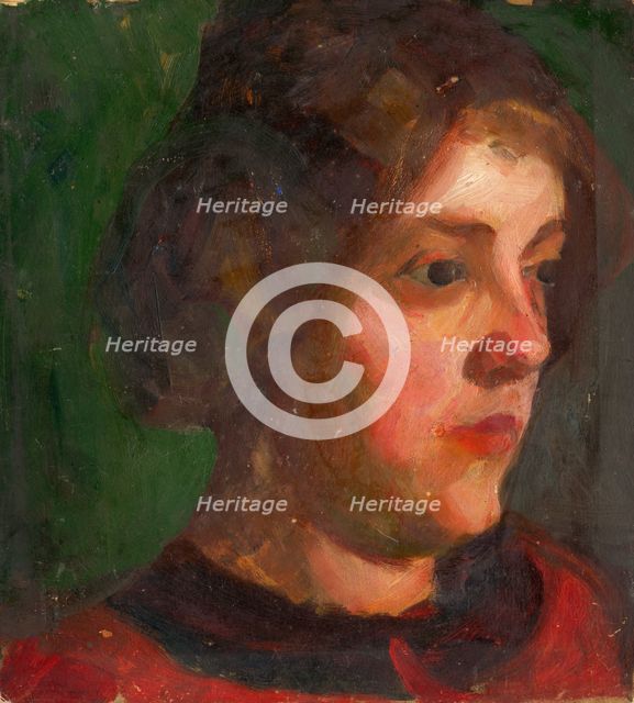 Head study of a girl, 1900. Creator: Ludovit Pitthordt.