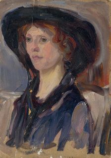 Head Study of a Girl in a Hat, early 20th century. Creator: Ludovit Pitthordt