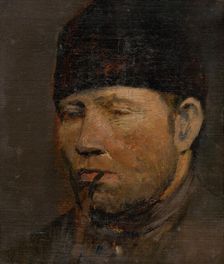 Head Study of a Peasant with a Pipe, 1880-1900. Creator: Ladislav Mednyanszky