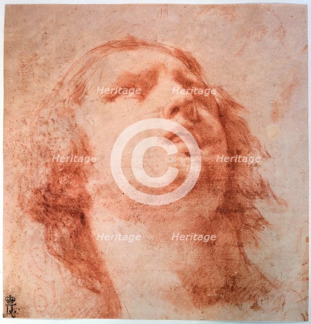 'Head study of a woman looking up', 17th century. Artist: Pietro da Cortona