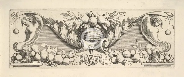 Headband: Basket of Fruit. Creator: Claude Mellan.