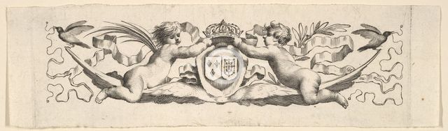 Headband: Two Infants with the Arms of France and Navarre. Creator: Claude Mellan.