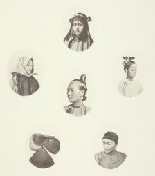 Headdress of Cantonese Girl; Winter Headdress; Coiffure of Swatow Woman; Coiffure of..., c. 1868. Creator: John Thomson